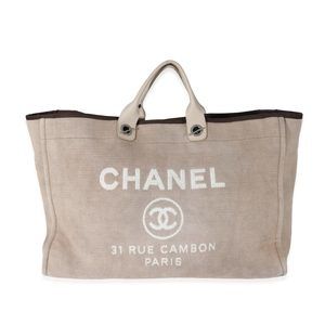 Chanel Beige Canvas Large Deauville Tote